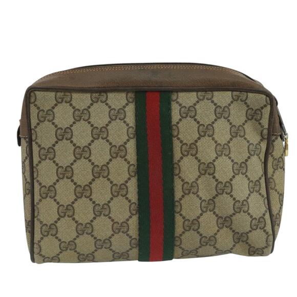 GUCCI GG Supreme Web Sherry Line Clutch Bag Pvc Beige 89 01 012 - Picture 2 of 16